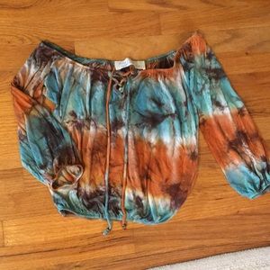 Vintage Havana Tie-Dyed Cropped Quarter Sleeve Shirt